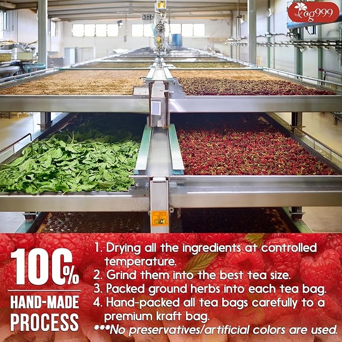 TOG999, 60 Tea Bags for Hormone Balance Menstrual Cycle Support, 100% Natural & Pure from Red Raspberry Leaves with Spearmint Flavor. Natural Material Tea Bags. No Sugar, No Caffeine, Vegan.