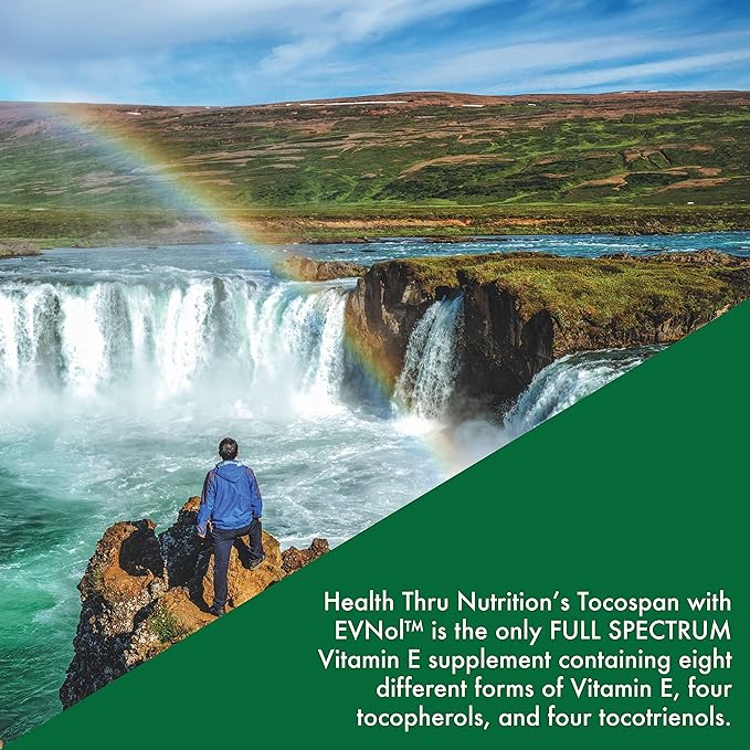 Health Thru Nutrition Tocospan Full Spectrum Vitamin-E 430 mg with EVNol Tocotrienols | All 8 Natural Vitamin E Sources | Clinically Studied | Cardiovascular & Antioxidant Support (Pack of 60)