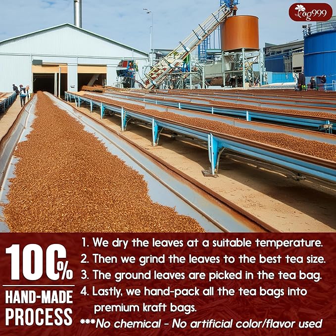 TOG999, Premium 60 Red Rooibos Tea Bags, 100% Natural & Pure from Rooibos Tea Leaves. Loose Leaf Rooibos Herbal Tea. Made with Natural Material Tea Bags. No Sugar, No Caffeine, No Gluten, Vegan.