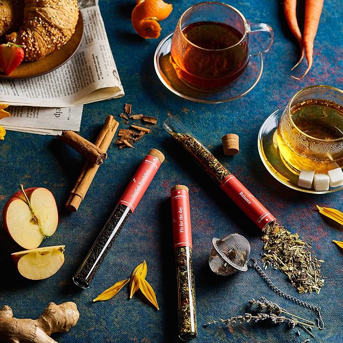 Gourmanity Morning Loose Tea Sampler Gift Set, 3 Flavors to Start your Day the Right Way with Herbal Blend Tea to Balance and Soothe all the Senses, Product of Austria, 1.02oz