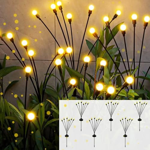 Solar Outdoor Lights, 6 Pack Firefly Solar Garden Lights for Outside, Garden Decorations
