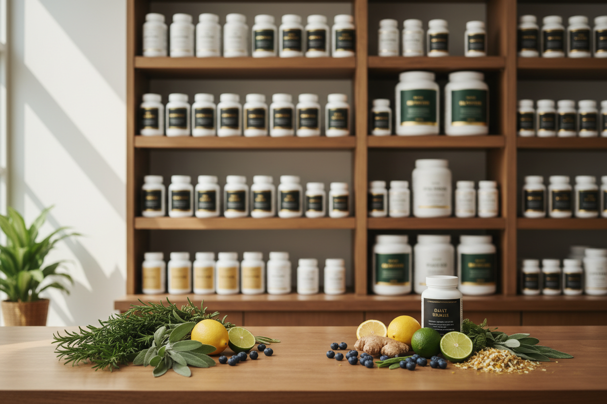 Health Harvest is your trusted health supplement store, offering high-quality vitamins, herbal remedies, sports nutrition, and wellness products. We focus on clean ingredients, trusted brands, and expert guidance to support immunity, energy, fitness, and long-term health. (make it real photo)